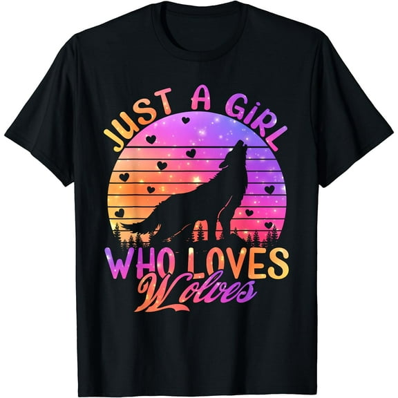 Just a Girl Who Loves wolves Watercolor Cute wolf lover Gift T-Shirt