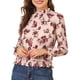 thumbnail image 1 of Blusa floral con cuello de pie y dobladillo con volantes de cintura fruncida para mujer INSPIRE CHIC M Rosa, 1 of 6