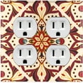 thumbnail image 1 of Metal Light Switch Plate Cover Beige Burgundy Mandala  Flower Tile Pattern MDL032, 1 of 13