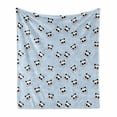 thumbnail image 1 of Panda Soft Flannel Fleece Blanket, Muzzles Panda Illustration with Happy Sad Funny Surprised Faces Different Expressions, Cozy Plush for Indoor and Outdoor Use, 70" x 90", Blue Black, by Ambesonne, 1 of 6