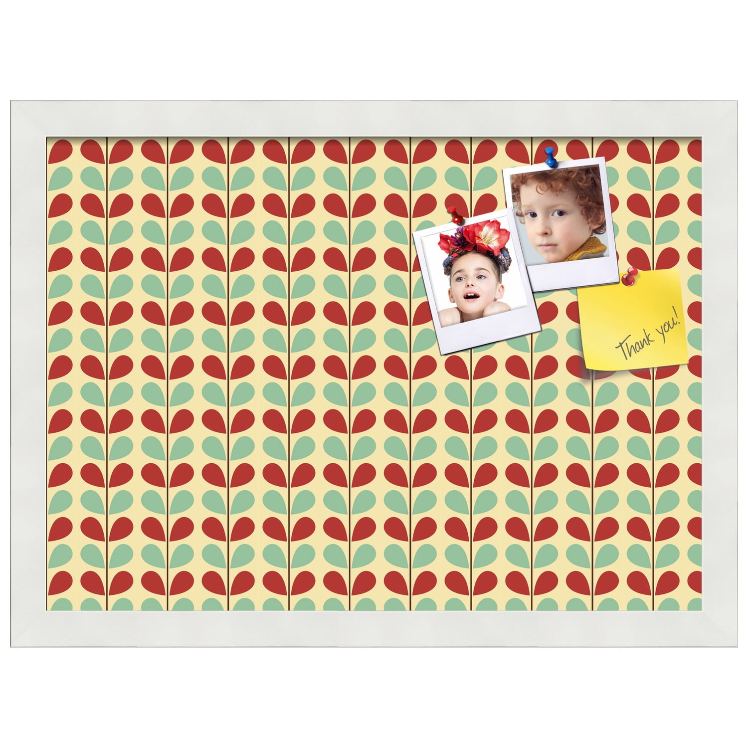 PinPix 18x13 Custom Cork Bulletin Board Blue And Red Leaves Poster Board Has a Fabric Style Canvas Finish, Framed in Blue And Red Leaves, by ArtToFrames (PinPix-561)