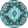 thumbnail image 1 of Ahgly Company Indoor Round Medallion Light Blue Traditional Area Rugs, 4' Round, 1 of 4