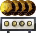 thumbnail image 2 of Ensemble de Pièces Donald Trump 1re Durée 4 Ans, Édition de Collection, Pièces Répliques Plaquées Or 2017, 18, 19, 20, Vitrine Rectangulaire, Cert. d'Autorité (1re Durée Rect. Noir.), 2 of 4