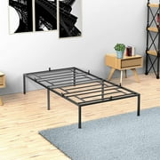 IDEALHOUSE Twin Metal Platform Bed Frame with Sturdy Steel Bed Slats,Mattress Foundation No Box Spring Needed Large Storage Space Easy to Assemble Non-Shaking and Non-Noise Black