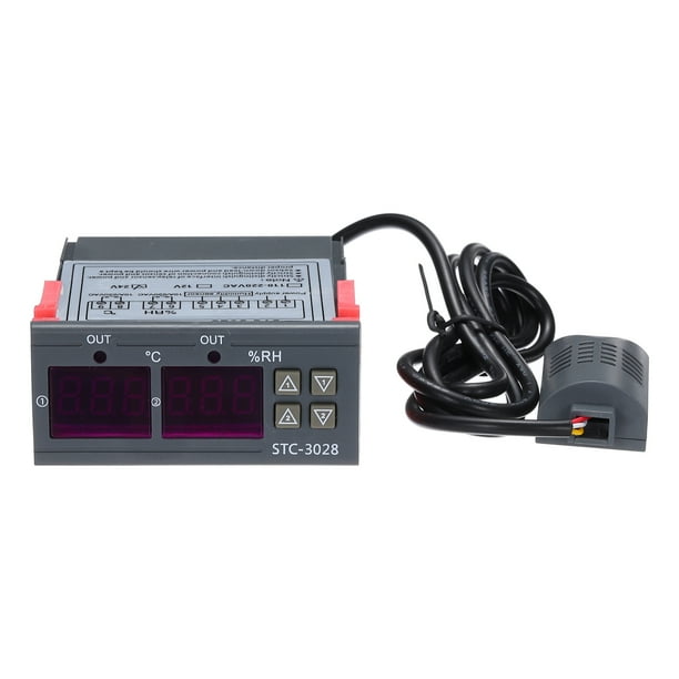 Controlador digital de temperatura y humedad LED digital Uxcell STC-3028 10A DC 24V