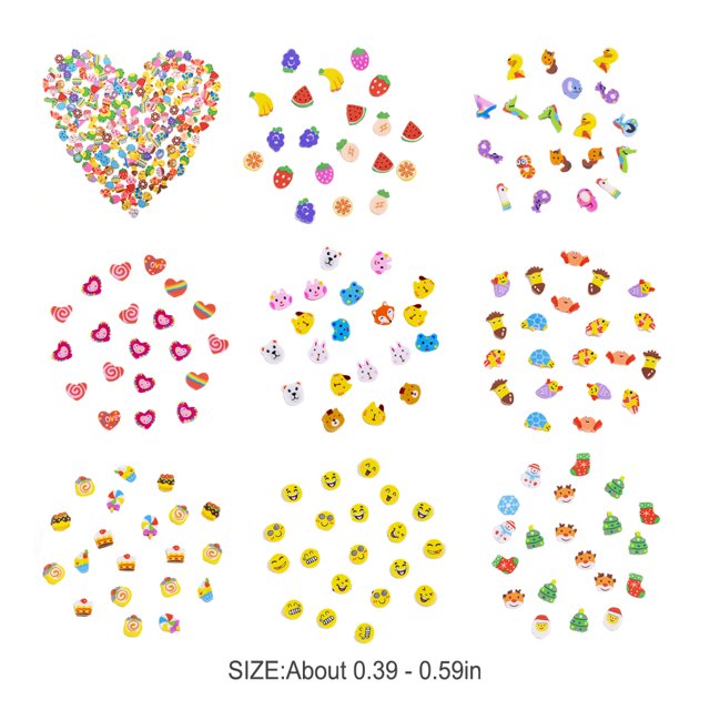 200 Pieces Eraser Students School Irregular Party Toy Bag Filler Irregular Decoration Erase Tool Stationery Bag Filler Shaped Prop Pattern Random Type 6