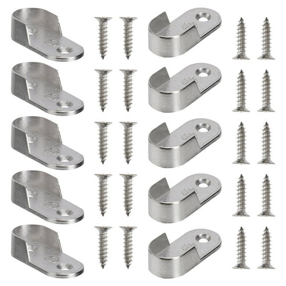 SOPOTUTU Closet Rod Socket Oval Cast Metal 30 Pieces with 10 Supports and 20 Screws for Closet Rod Installation