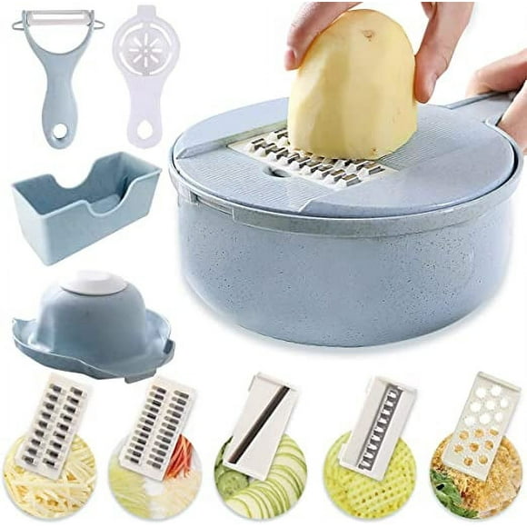 Jinsinto 12-in-1 Multi-Function Vegetable Cutter Mandoline, Multi-Function Vegetable Cutter, 4 Stainless Steel Blades, Multi-Function Kitchen Mandoline, For Cutting Fruits and Vegetable