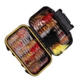 thumbnail image 1 of Yuarrent Equipo de pesca con mosca, moscas, impermeable, seco, Artificial, surtido, Kit, cebo multicolor, estuche para exteriores, ganchos, Pescar 120 piezas, 1 of 6
