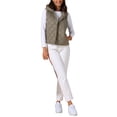 thumbnail image 2 of Chaleco acolchado sin mangas con capucha ligero para mujer, con botones, talla XL, gris, 2 of 6