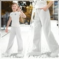 thumbnail image 3 of Rolanko Girls Wide Leg Sweatpants Straight Pants for Kids Girls Trousers with Pockets Sweats 4-14 Years, 3 of 5