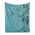 thumbnail image 1 of Nature Soft Flannel Fleece Blanket, Hand Drawn Tree with Hearts and Leaves Branches Sketch Style Mother Earth Art Print, Cozy Plush for Indoor and Outdoor Use, 60" x 80", Turquoise, by Ambesonne, 1 of 6
