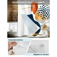 thumbnail image 3 of No Hook Cloth Fabric Shower Curtain with Snap in Liner, Orange Blue Boho Waterproof Shower Curtains Set with See Through Top Window, Ethnic Abstract Geometric Striped Bath Curtains Shower 36"x78", 3 of 6