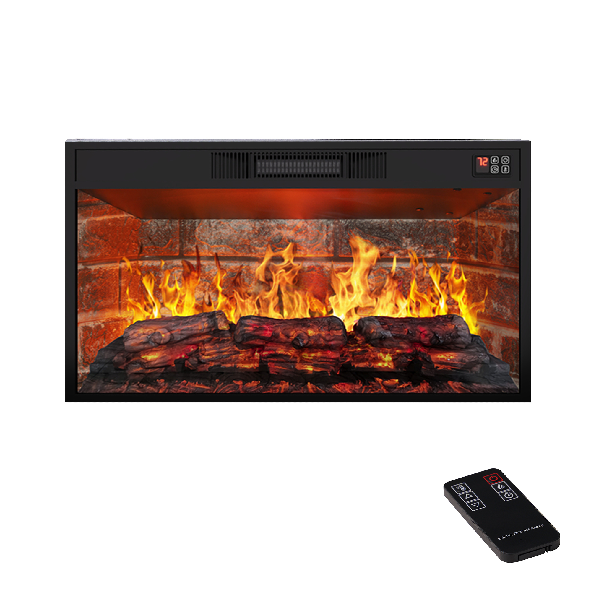 80" Electric Fireplace with Mantel, TV Stand for TVs Up to 90 Inch, Entertainment Center with Storage for Bedroom, 30'' Fireplace Insert Heater for Living Room