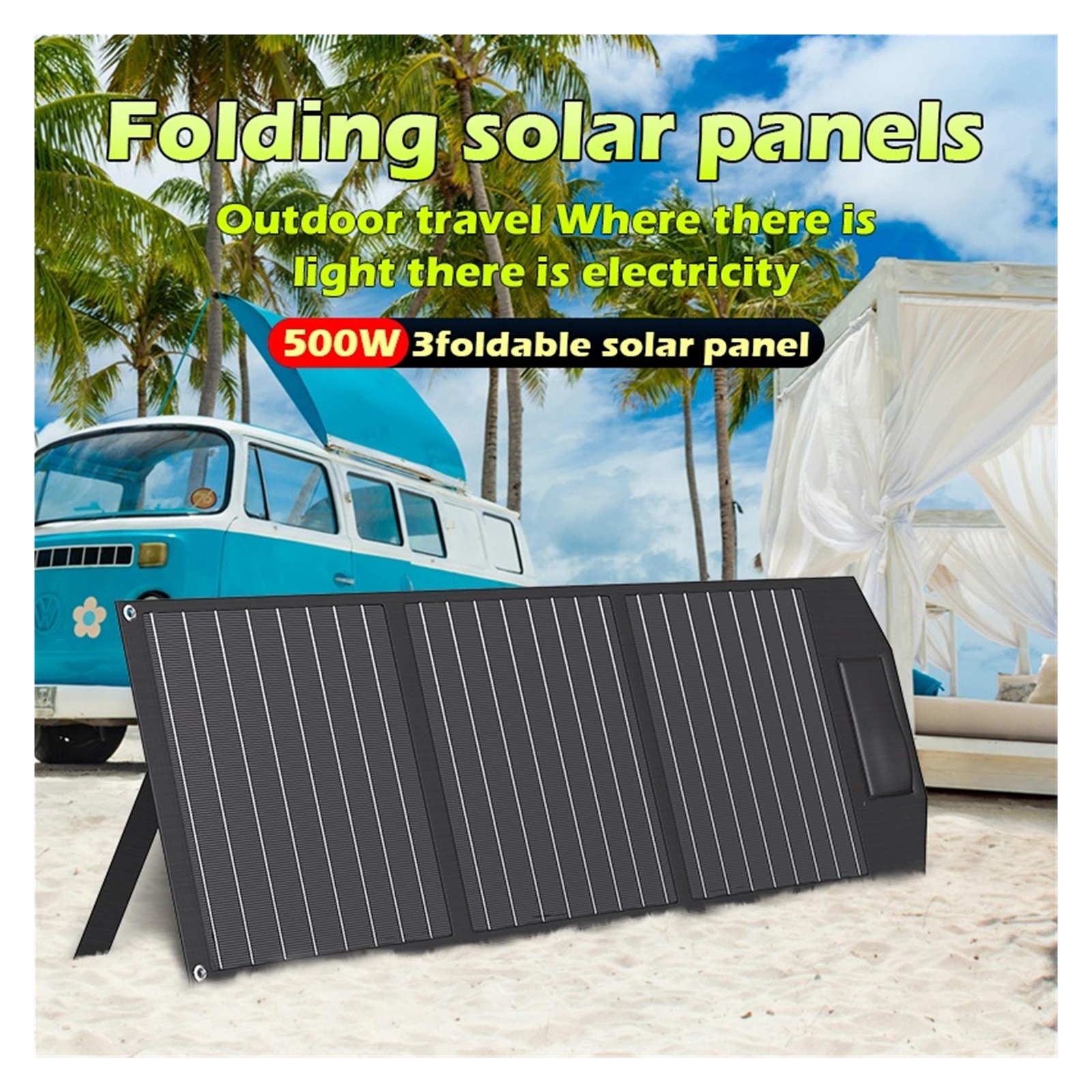 Solar panel 500W Foldable Solar Panel Monocrystalline Silicon USB 5V DC 18V Mobile power supply