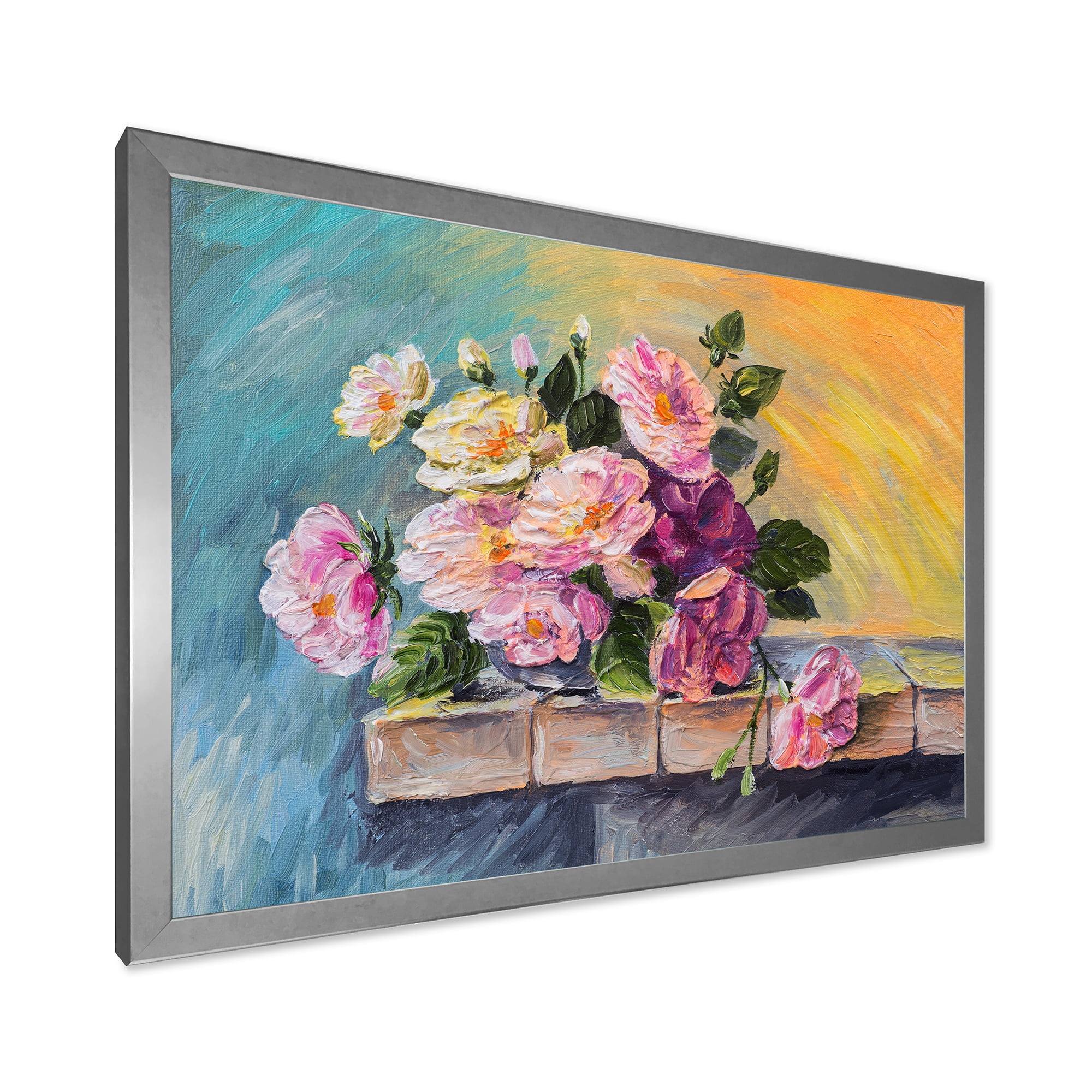 Designart 'Still Life With Bouquet Of Pink Flowers' Traditional Framed Art Print