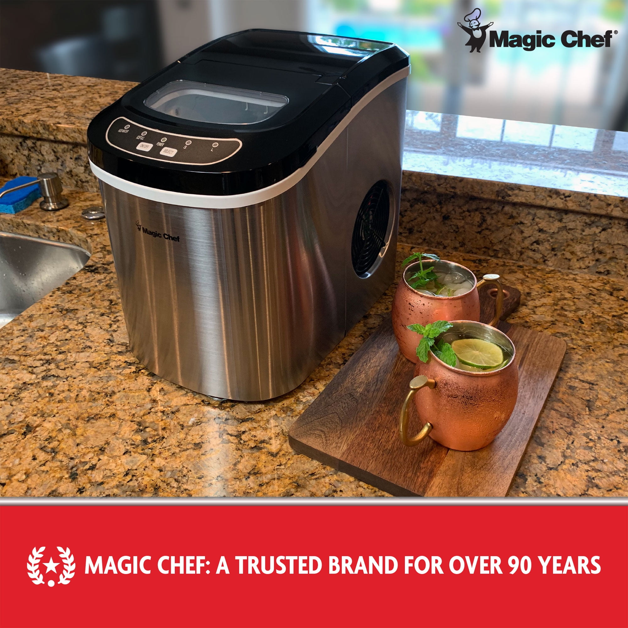 Magic Chef 27 Lb Portable Countertop Ice Maker Stainless Steel - Office  Depot