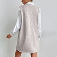 thumbnail image 4 of Robe Chandail Courte Sans Manches à Col en V pour Femme, Tricotée, Unie, avec Poches, Décontractée, Confortable, Tunique à Enfiler, 4 of 5