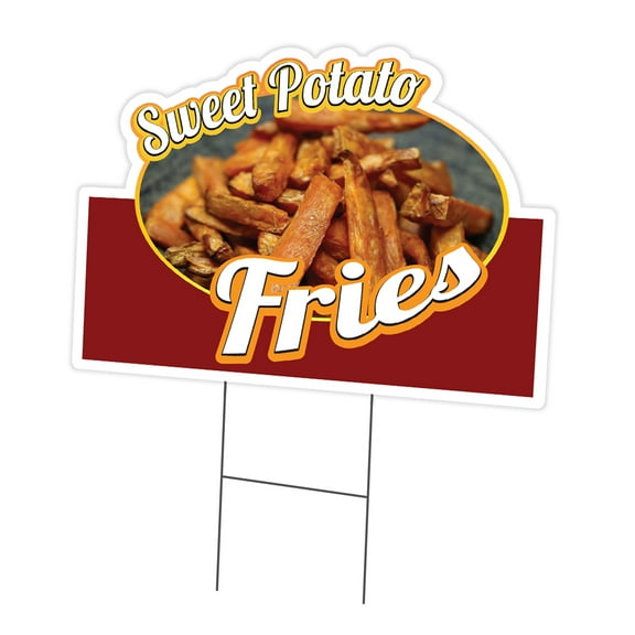 Sweet Potato Fries 18" x 24" Yard Sign & Stake | Advertise Your Business | Stake Included Double Sided Image | Made in The USA
