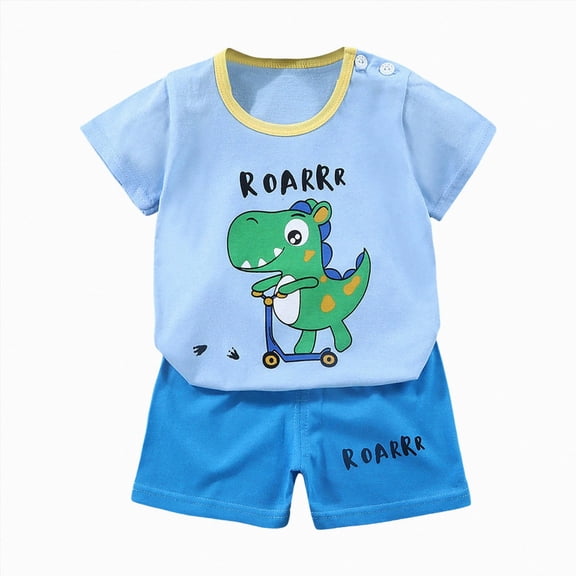 KPOPLK Toddler Baby Boy Summer Shorts Set Sleeveless Graphic Tank Top Casual Shorts 2-Piece Outfit(3-4 Years,Sky Blue)