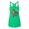 thumbnail image 2 of Wild Bobby Worship While You Wait Sunflower Pink and Yellow Inspirational/Christian Women Tri-Blend Racerback Tank Top, Envy, X-Large, 2 of 6