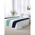thumbnail image 5 of Turquoise Navy Blue Striped Twim XL Size Flat Sheet, Wrinkleproof & Fadeproof Cooling Flat Bed Sheet Only, Farmhouse Stripe Art Breathable Soft Bedding Top Sheets 66 x 102 Inches, 5 of 8