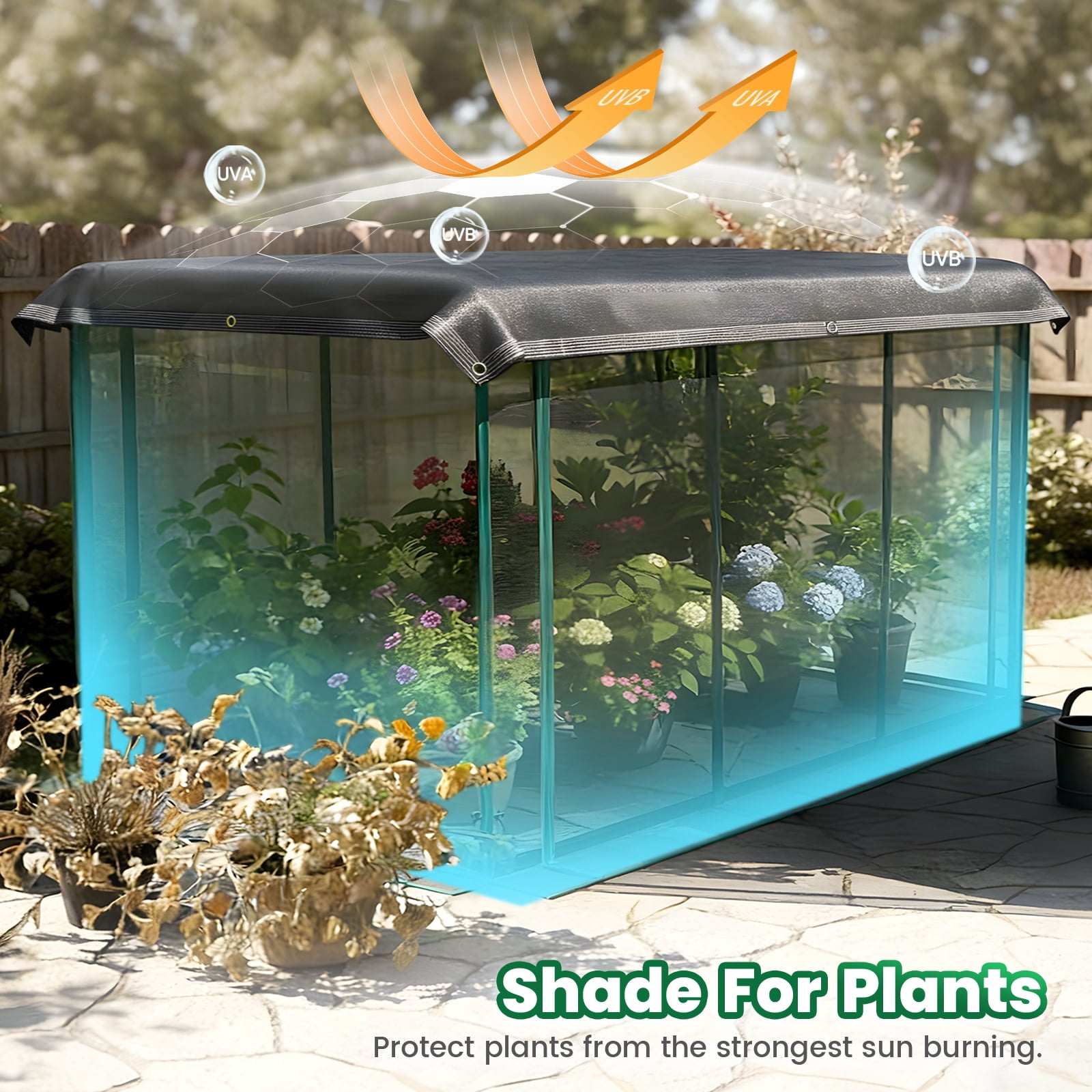 Quictent 8x4x1ft Galvanized Raised Garden Bed with Anti-Bird Netting, Shade Cloth for Outdoor Planter Box