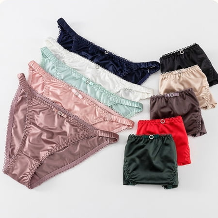 Becikitc Women’s Satin Bikini Panties, Low Waist Stretch Briefs Underwear, 1–5 Pack