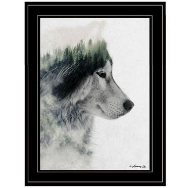 Wolf Stare by Andreas Lie Printed Framed Wall Art Wood Multi-Color