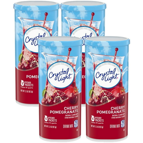 Crystal Light Cherry Pomegranate Powdered Drink Mix, Caffeine Free, 2.2 oz Can (Pack - 4)