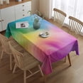 thumbnail image 2 of Rainbow Tie Dye Swirl Pattern Rectangle Tablecloth 60"x84",Waterproof Polyester Rectangle Table Cloth, Wipeable Spillproof Polyester Tablecloth for Dining, Camping, Indoor and Outdoor, 2 of 5