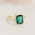 thumbnail image 4 of AFFY Solitaire Engagement Ring, 7X9MM Radiant Shape Zambian Emerald Lab Grown Gemstone & Round Moissanite Wedding Ring for Her In 14K Yellow Gold Over Sterling Silver (2.15 Cttw), Size-7.5, 4 of 7