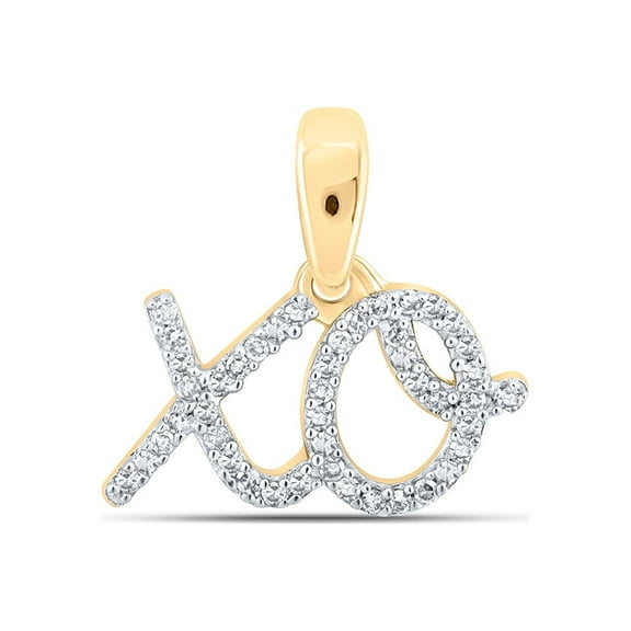 10kt Yellow Gold Womens Round Diamond XO Fashion Pendant 1/10 Cttw