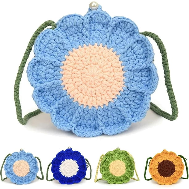 Bolso de crochet con margaritas hecho a mano, lindo bolso cruzado