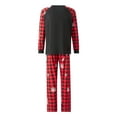 thumbnail image 6 of Christmas Family Matching Pajamas Set, Long Sleeve Snowman/Elk Print Tops with Plaid Pants, 6 of 10
