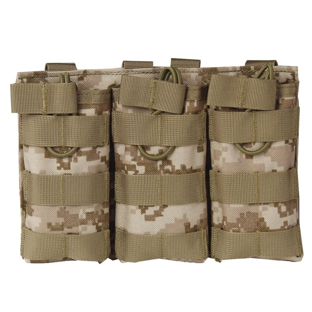 Camuflaje Sólido Triple Revista Bolsa Nylon Molle Caza al aire libre Senderismo Accesorios de utilidad Bolsa de almacenamiento Speravity HW4753-05