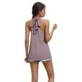 thumbnail image 3 of Tank Top for Women Pleated High Neck Halter Tops Taro XL, 3 of 9