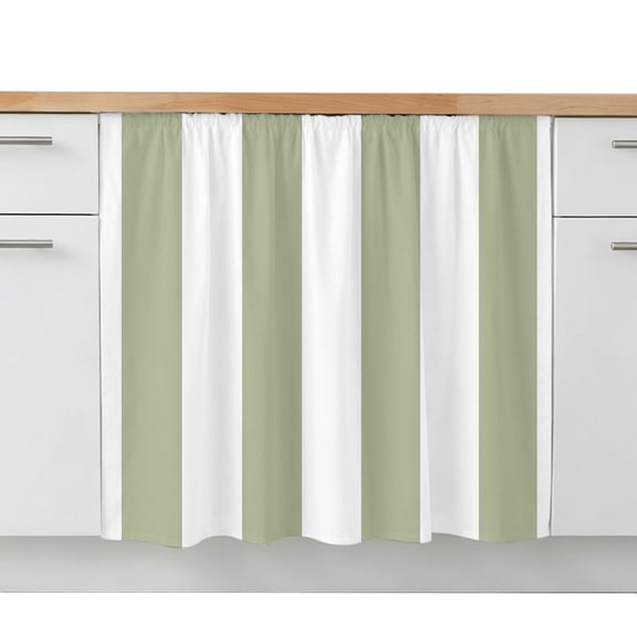 Sage Green Striped Oven Skirt Curtain for Kitchen Decor 28"x35", Vertical Stripe Boho Minimalist Country Self Adhesive Stove Curtains Skirt Cabinet Curtains for Bathroom Laundry Room