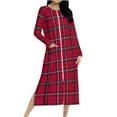 thumbnail image 2 of Wowcloth Women's Cozy Flannel Sleep Gown - Christmas Plaid Print Raglan Sleeve Loungewear for Home Comfort & Holiday Season, 2 of 9