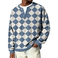 thumbnail image 2 of OIOLOYJM Henley Shirts for Men Long Sleeve Plaid Casual V-Neck Sweatshirt Lightweight Knitted Pullover Tops 2026 Spring Sky Blue M, 2 of 6