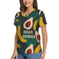 thumbnail image 2 of Fuzoiu Banana And Avocado Print Women's Classic V-Neck T-Shirt, Short Sleeve V Neck Tees for Casual Everyday Wear,Casual Fit Tee,Summer Fashion Tops-Large, 2 of 5