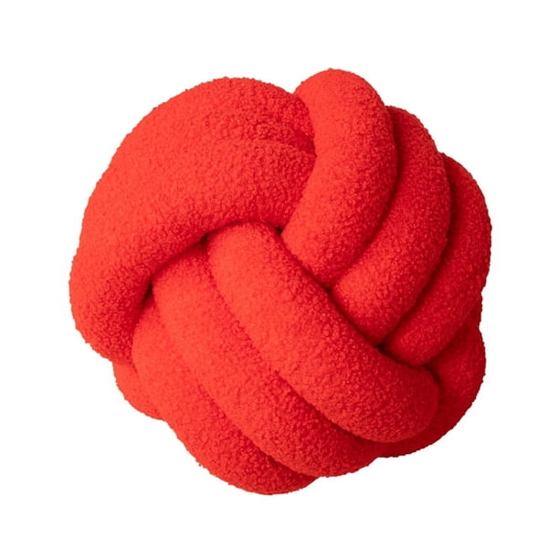 Almohada de bola anudada tejida a mano, rollo de lana de cordero, almohada para sofá, cojín esférico redondo para sala de estar, respaldo para mesita de noche