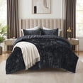 thumbnail image 2 of Regency Heights Full/Queen Cozy Velvet Comforter Sets, Luxury 3-Piece All-Season Bedding, Bed Set with Shams，Black, 2 of 9
