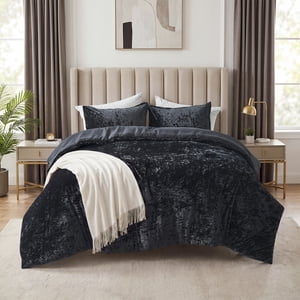 Regency Heights Velvet Comforter Set, Full/Queen, Black