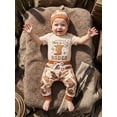 thumbnail image 4 of BemeyourBBs This is My First Rodeo Baby Boy Cowboy Outfit Western Newborn Baby Boys Spring Summer Fall Clothes Booties Print Short Sleeve Romper with Long Pants Hat 3Pcs Set, 4 of 9