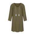 thumbnail image 4 of Vestido de mujer Vintage Casual Vestido con cuello en V Manga larga Suelto con flecos Midi Vestido Pompotops ghjkhdj17328, 4 of 8