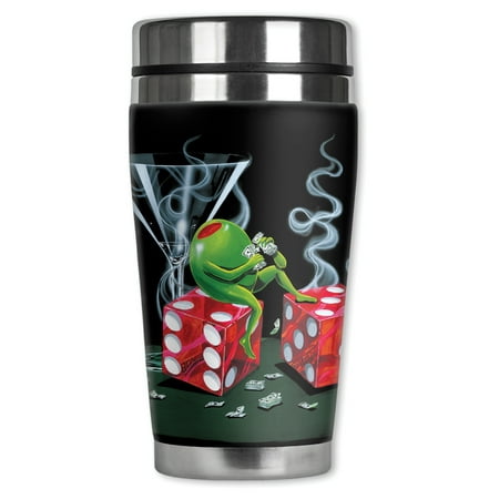 

Mugzie brand 16-Ounce Stainless Steel Travel Mug with Insulated Wetsuit Cover - Michael Godard: Sitting on 7 s
