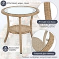 thumbnail image 6 of 3-Piece Outdoor Furniture Sectional Sofa Set,Patio PE Wicker Conversation Sets with Beige Cushions,Top Glass,Lounge Chair for Garden, Deck, Poolside, 6 of 7