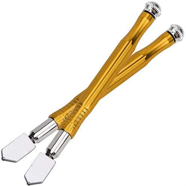 Pack 3-15mm Tungsten Carbide Glass Cutter Metal Handle Cutting Tools for Glass, Ceramic, Tile, Microcrystalline, Marble, Granite and Bluestone Gold