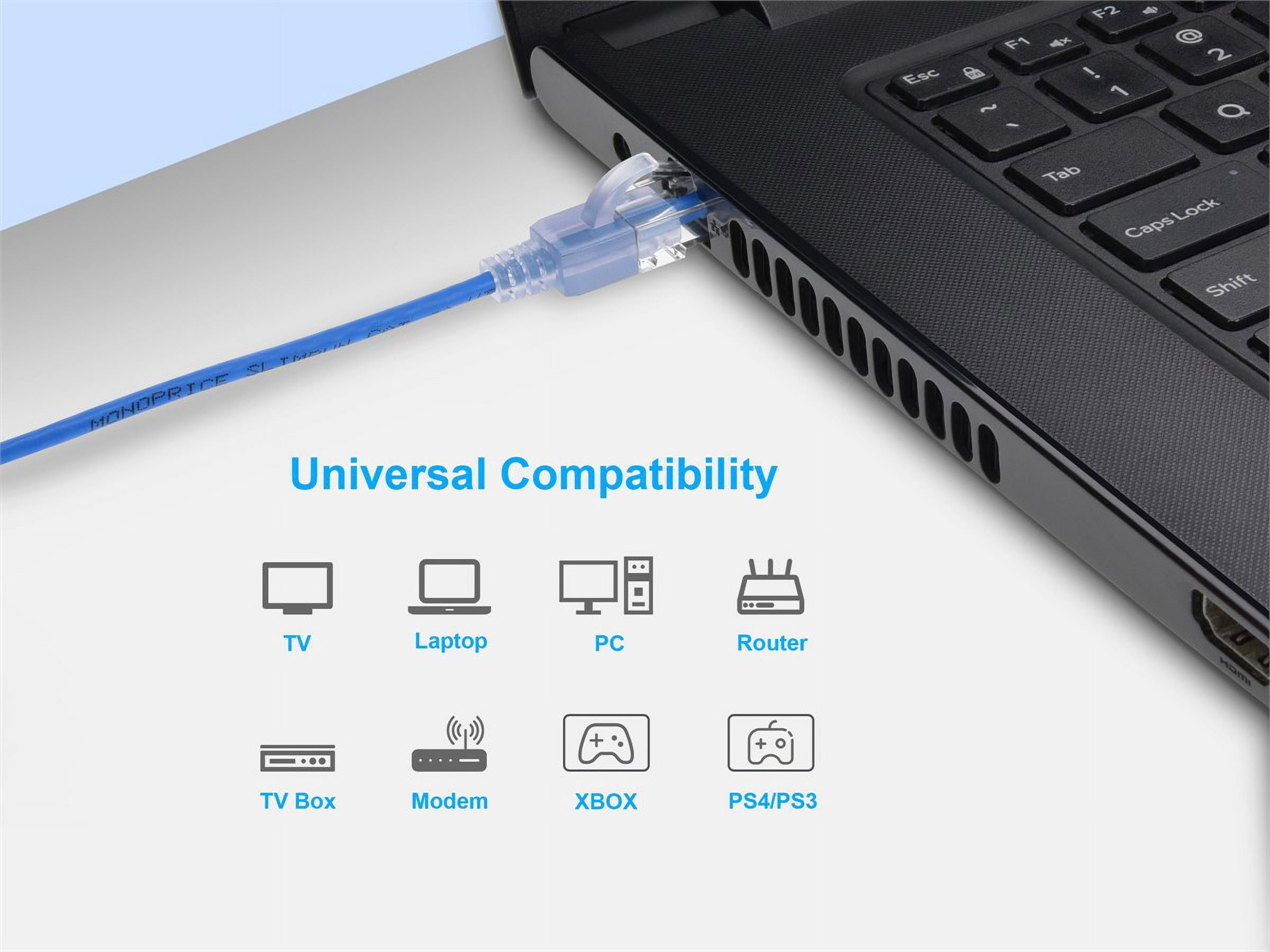 Monoprice 10-Pack SlimRun Cat6A Ethernet Network Patch Cable 5ft Blue
